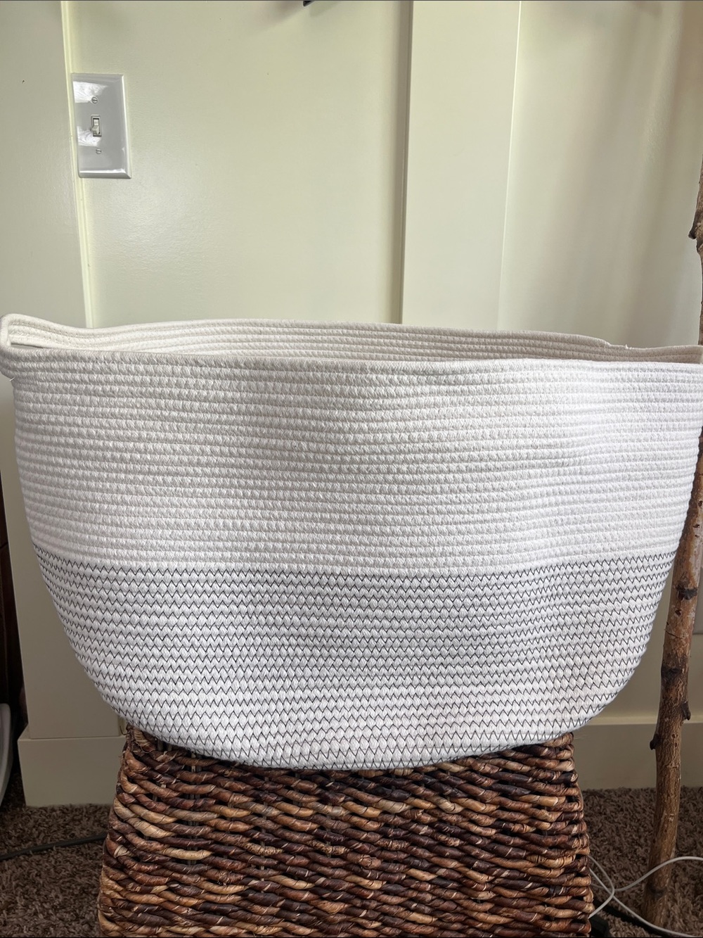 White Woven Cotton Rope Storage Basket - Home Accents